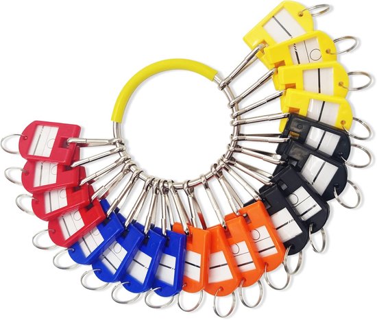 TsoLay 20 Stuks Draagbare Sleutelhangers Met Naamplaatje – Wit Kunststof & Metaal – 5 X 2,2 X 0,3 Cm – Voor Labels, Sleutels & Identificatie
