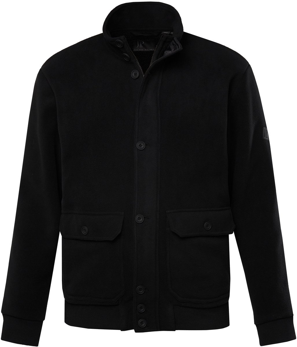JP 1880 - Heren - Blouson van fleece teddyvoering opstaande kraag dubbele zakken - Zwart - Maat 6XL
