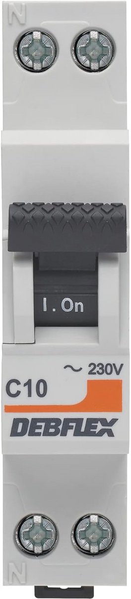 Stroomonderbreker 10A fase + neutraal 3KA - NF-gecertificeerde schakelmodule voor elektrisch paneel - Grijs