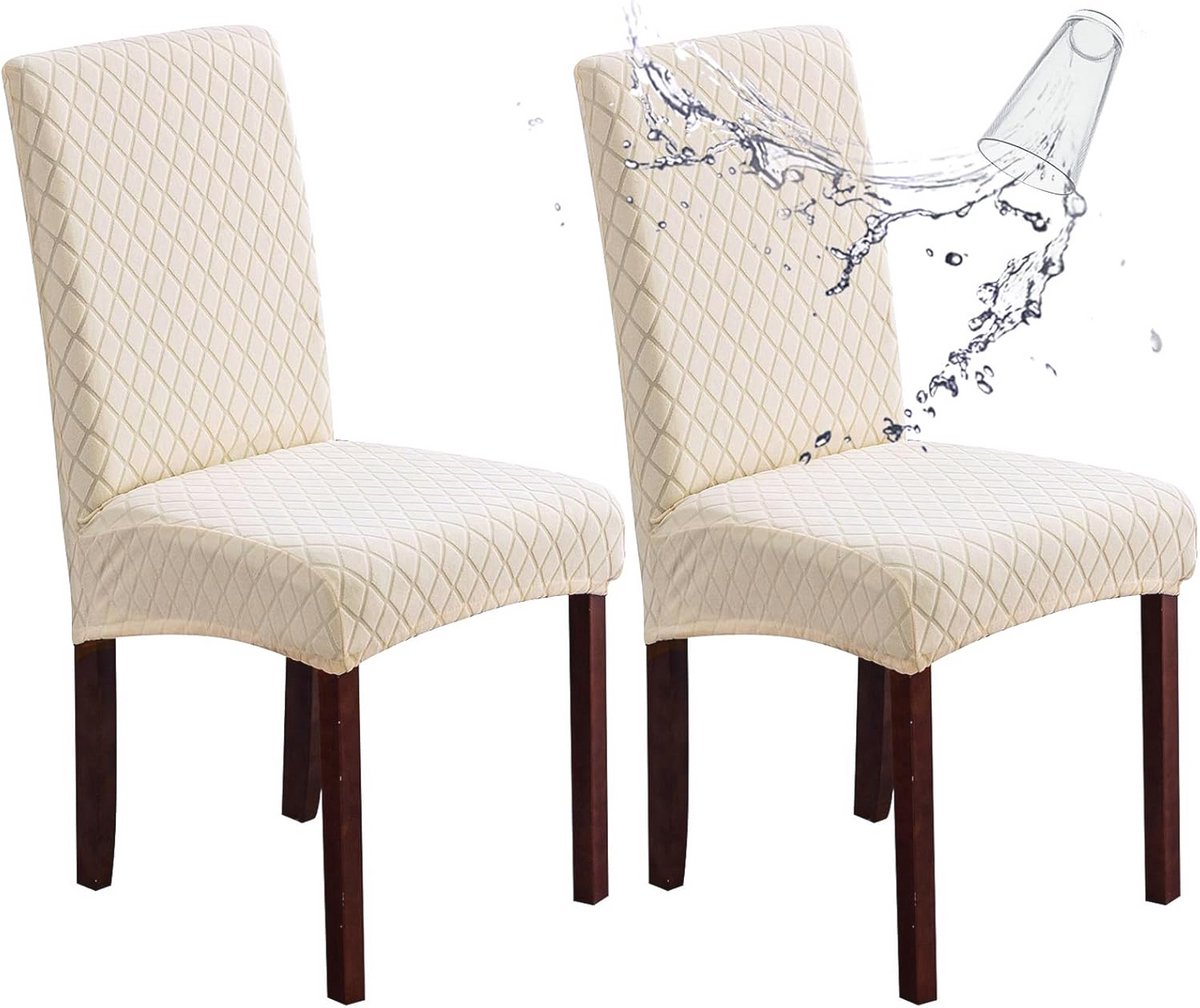 Waterdichte Eetkamerstoelhoezen Set van 4 - Stretch Jacquard Beschermers voor Thuis en Restaurant