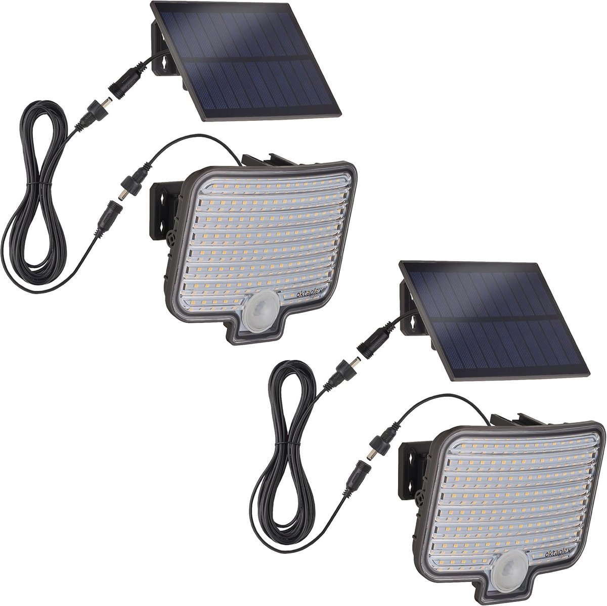 Set van 2 LED zonnepanelen buitenlampen met bewegingssensor en warm wit licht