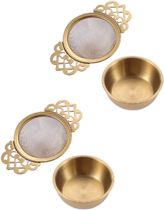 Goud Theezeefjes - Set van 3 Roestvrij Staal - Voor de meeste kopjes