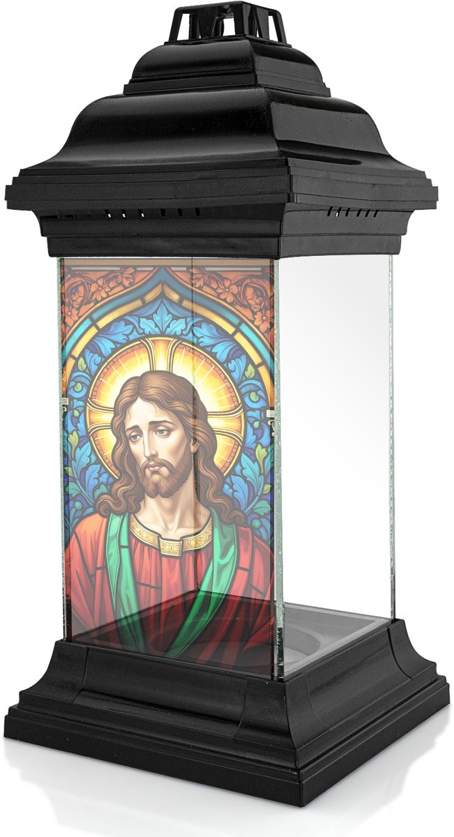 Kaars met de afbeelding van Jezus - Zwart, 32 cm, voor het graf