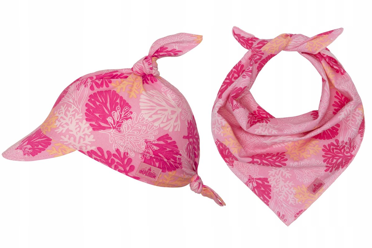 Set: Baby Hoedje met Klep & Bandana - Koraalroze