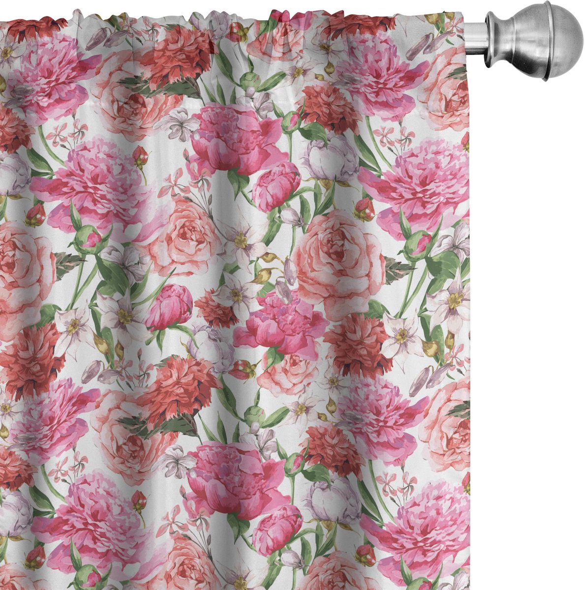 ABAKUHAUS Aquarell Gordijnen – 2x75x175 cm – Meerkleurig Bloemmotief Mehrfarbig