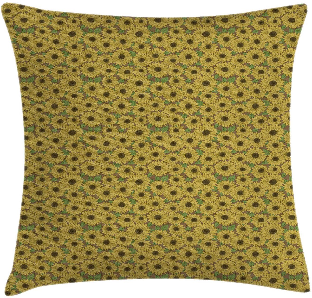 ABAKUHAUS Kussenhoes – Bloemen 40x40 cm – Khaki & Olijfgroen – Beidseitig bedrukt
