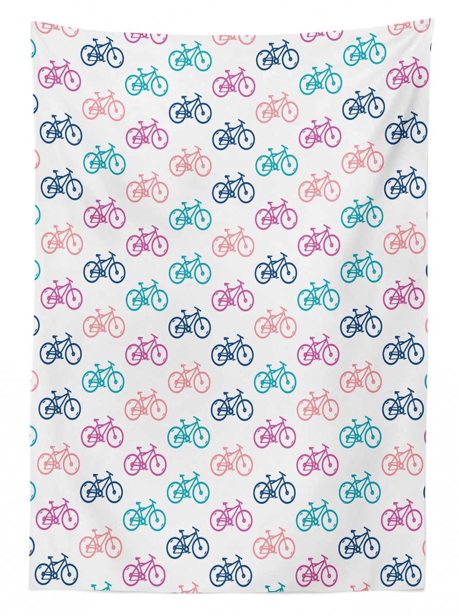 ABAKUHAUS Fiets Tafelkleed – 140x240 cm – Wit/Multicolor
