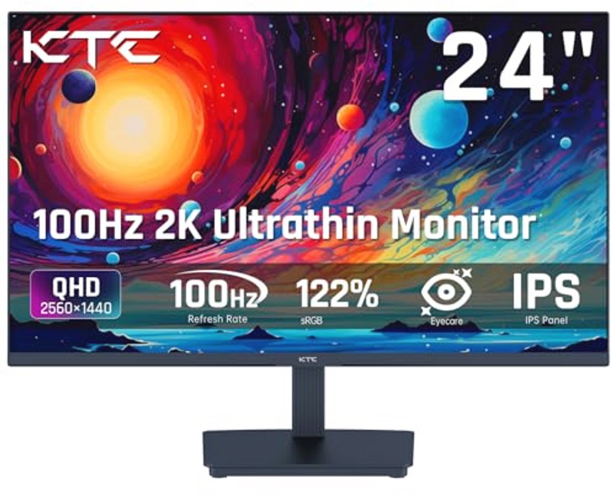 24 inch QHD 100Hz computermonitor met IPS-paneel en hoge kleurweergave voor gaming en office