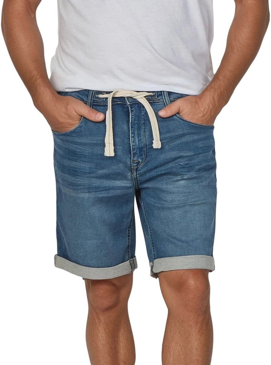 Heren Jeans Shorts Korte Broek Zomer Bermuda Stretch Denim Katoen Grijs Blauw