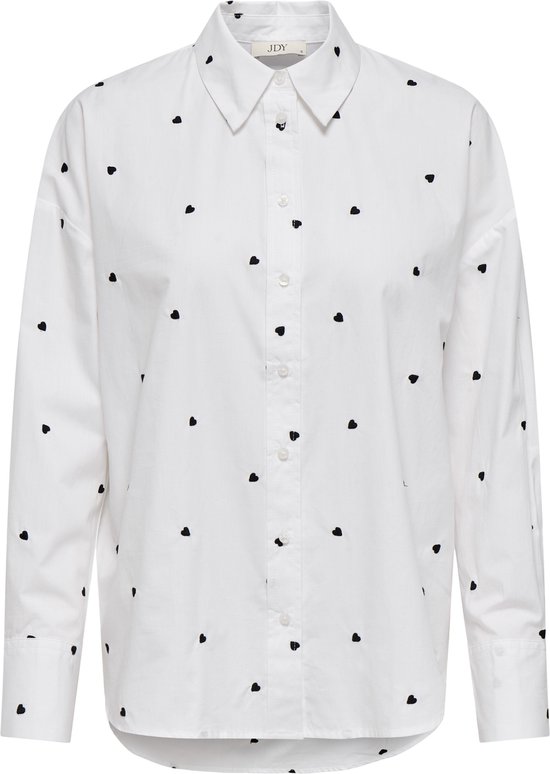 Blouse Femme JDY JDYNELLY L/ S LOOSE SHIRT WVN - White Noir Coeur Broderie