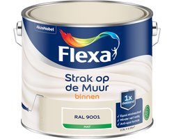 Flexa - Strak op de Muur Binnen Muurverf Mat - Crème wit / RAL 9001 - 2.5 L