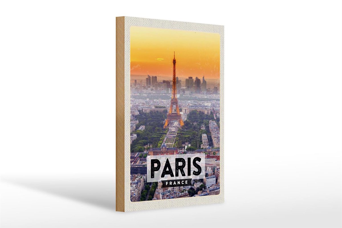 Holzschild Reise 20x30cm Paris Frankreich Eiffelturm