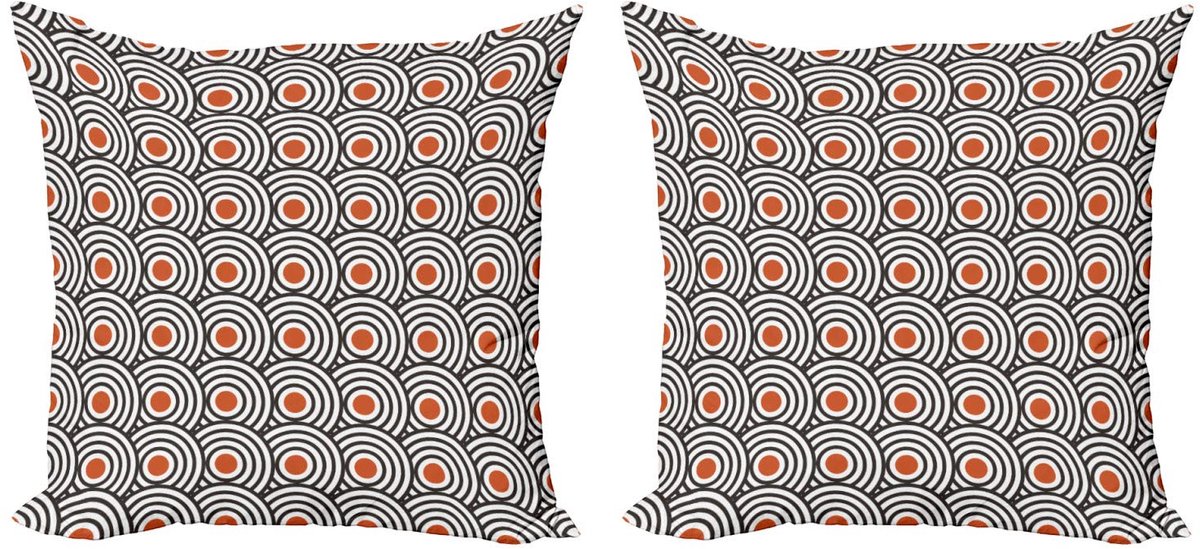 ABAKUHAUS Kussenhoes Set – Moderne Kunst 2x40x40 cm – Dubbelzijdig bedrukt – Oranje/Koksgrauw