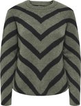 Groene trui met zwarte chevron-strepen.