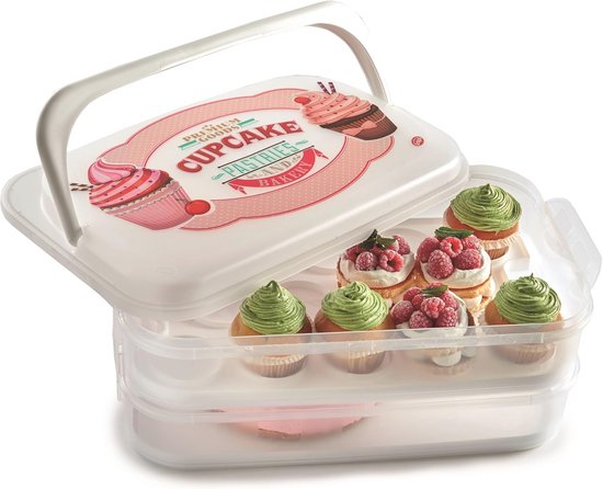 Container Taart Cupcake en Taart Houder met Deksel en 2 Afneembare Containers - 14L | bol