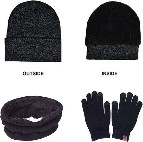 Xnova Muts, sjaal, handschoenen, oorwarmers en sokken, set, 5-in-1, voor dames, winter, 5 stuks, warme gebreide muts, lange sjaal, dikke beaniemuts, gebreide winteraccessoires, combi cadeau, roze, One