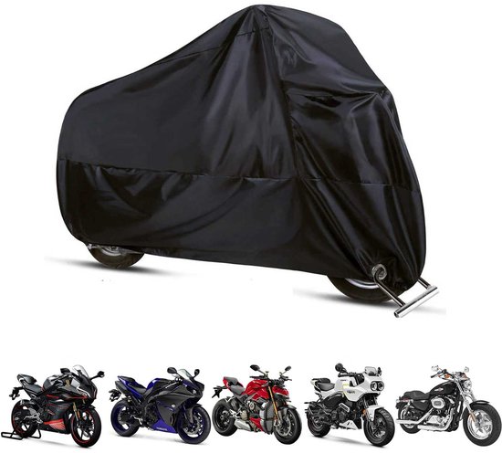 Motorhoes - Waterdichte motorhoes - Regen- en stofdichte motorbeschermhoes - Reflecterend 's nachts - UV-bescherming -200*90*100cm - Sneeuwbescherming - Alle seizoenen - Geschikt voor bescherming van twee- en driewielige motorfietsen - Zwart