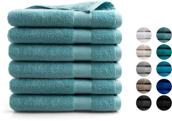 DoubleDry XL Handdoeken 70 x 140 - set van 6 - Hotel kwaliteit 500 g/m2 - 6x Denimblauw