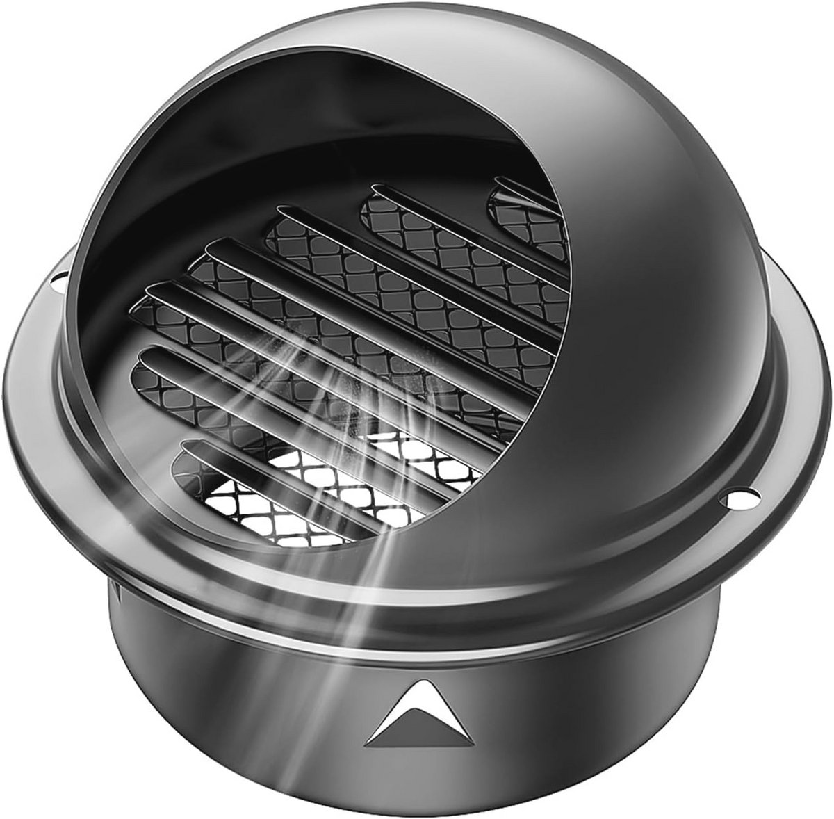 Ventilatierooster 150 mm Ronde Afvoerput, Roestvrijstalen Ontluchtingskap, Regenbestendige Huishoudelijke Decoratie - Zwarte Kleur