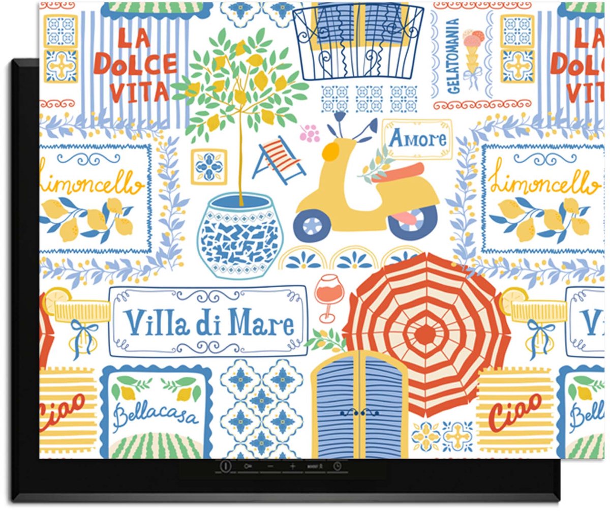 KitchenArt - Villa Mare - Inductie Beschermer - 76x51.5 cm - Kookplaat Beschermer - Luxe Afdekplaat Inductieplaat - Anti-slip & Oprolbaar - Beschermmat Inductiekookplaat