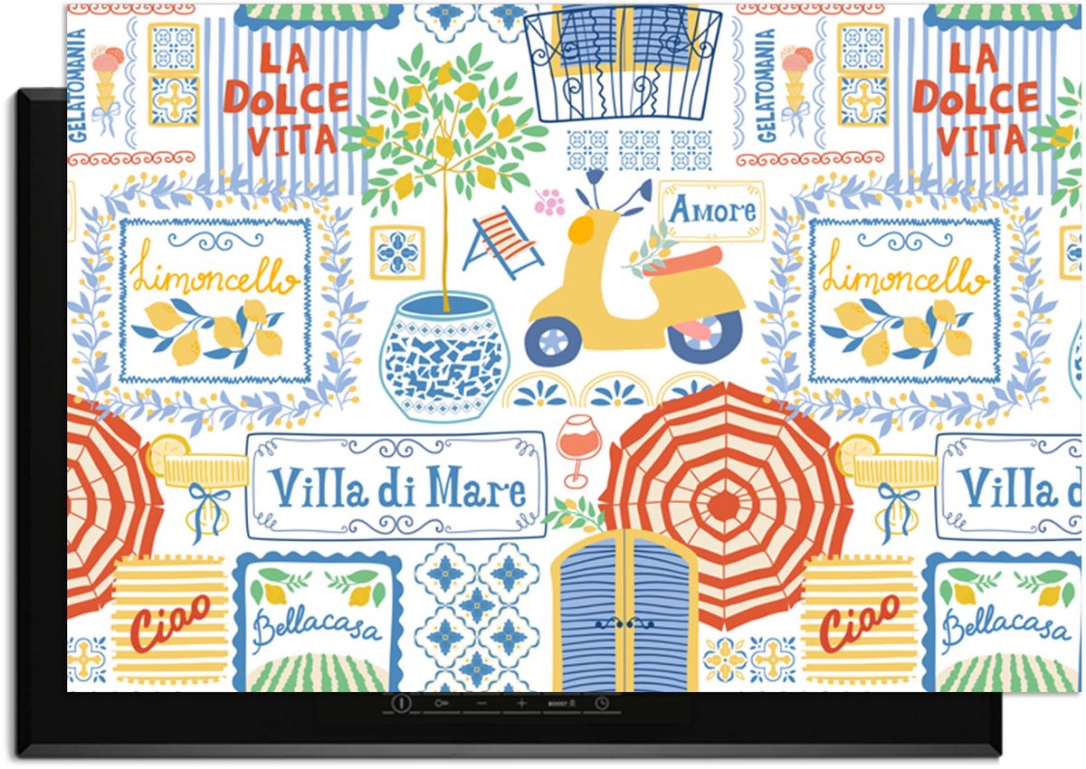 KitchenArt - Villa Mare - Inductie Beschermer - 83x51.5 cm - Kookplaat Beschermer - Luxe Afdekplaat Inductieplaat - Anti-slip & Oprolbaar - Beschermmat Inductiekookplaat