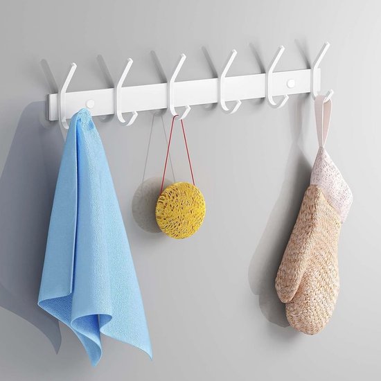 WEBI Houten Wandkapstok, 10 haken, 98 cm lange wandhaken, massief hout, kapstok voor jassen, jas, bruin, 2 stuks