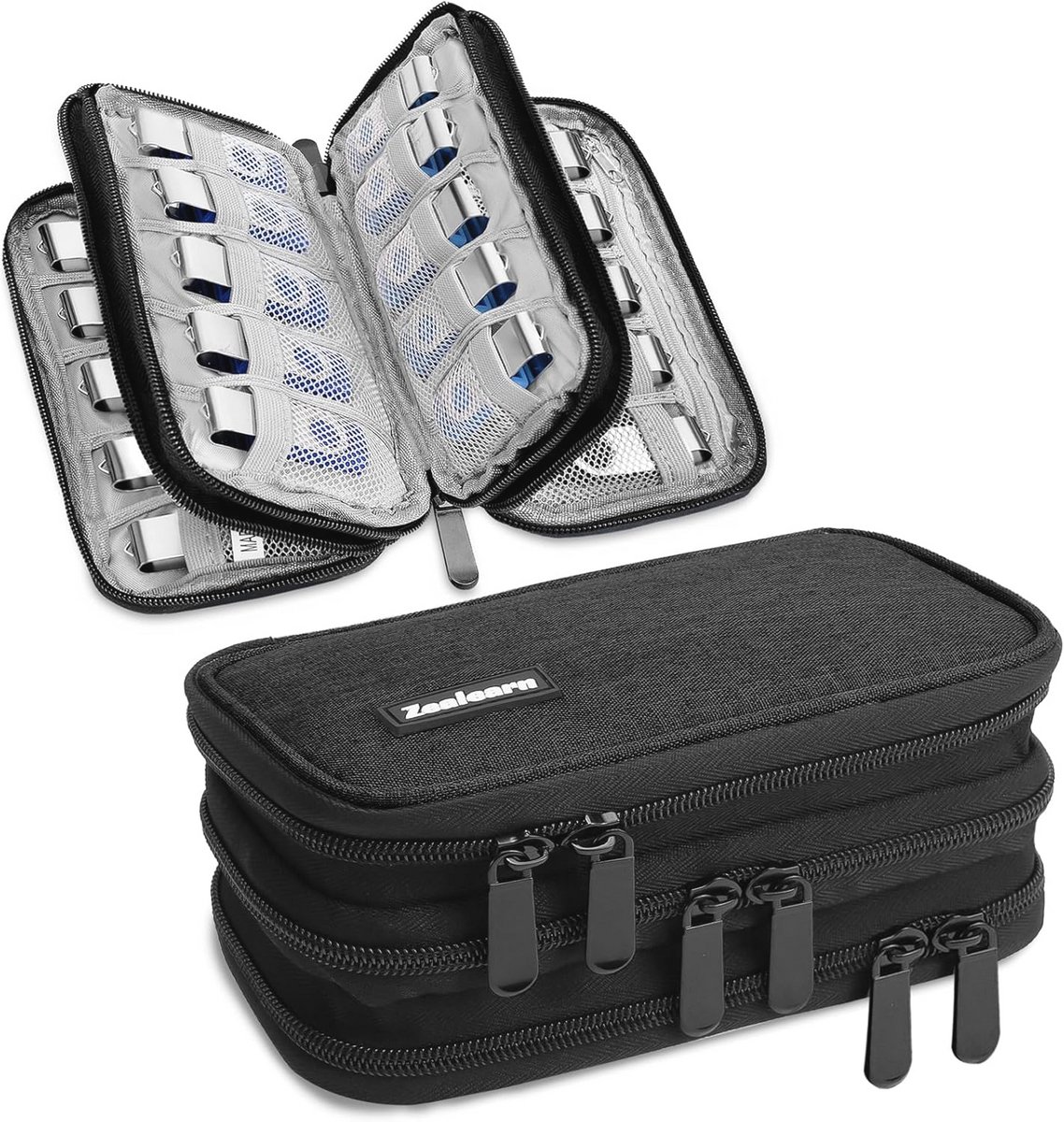 USB-opslag organizer met 30 sleuven - compacte Oxford-hoes met rits