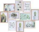 Fotolijst Collage Hout Eikenbruin Wit 10 Foto's 10x15cm 3D