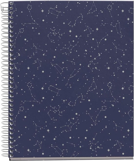 Miquelrius - Notitieboek A4, 4 gekleurde strepen, geruit 5 x 5 mm, 120 vellen à 70 g/m², spiraalbinding, collectie Pure Ginko, roze