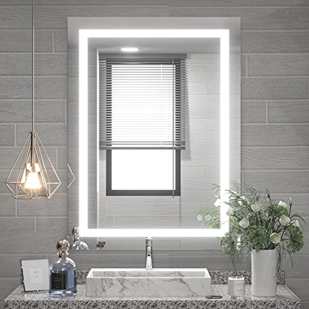 Dimbare Badkamerspiegel met Touch-knop en Anti-condensfunctie 61 x 70 cm