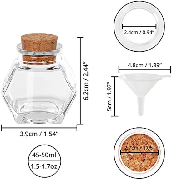 20 Stück Hexagon Mini Glas Honiggläser, 45 ml Einmachgläser Klein 20 Stück Hexagon Mini Glas Honiggläser, 45 ml Einmachgläser Klein