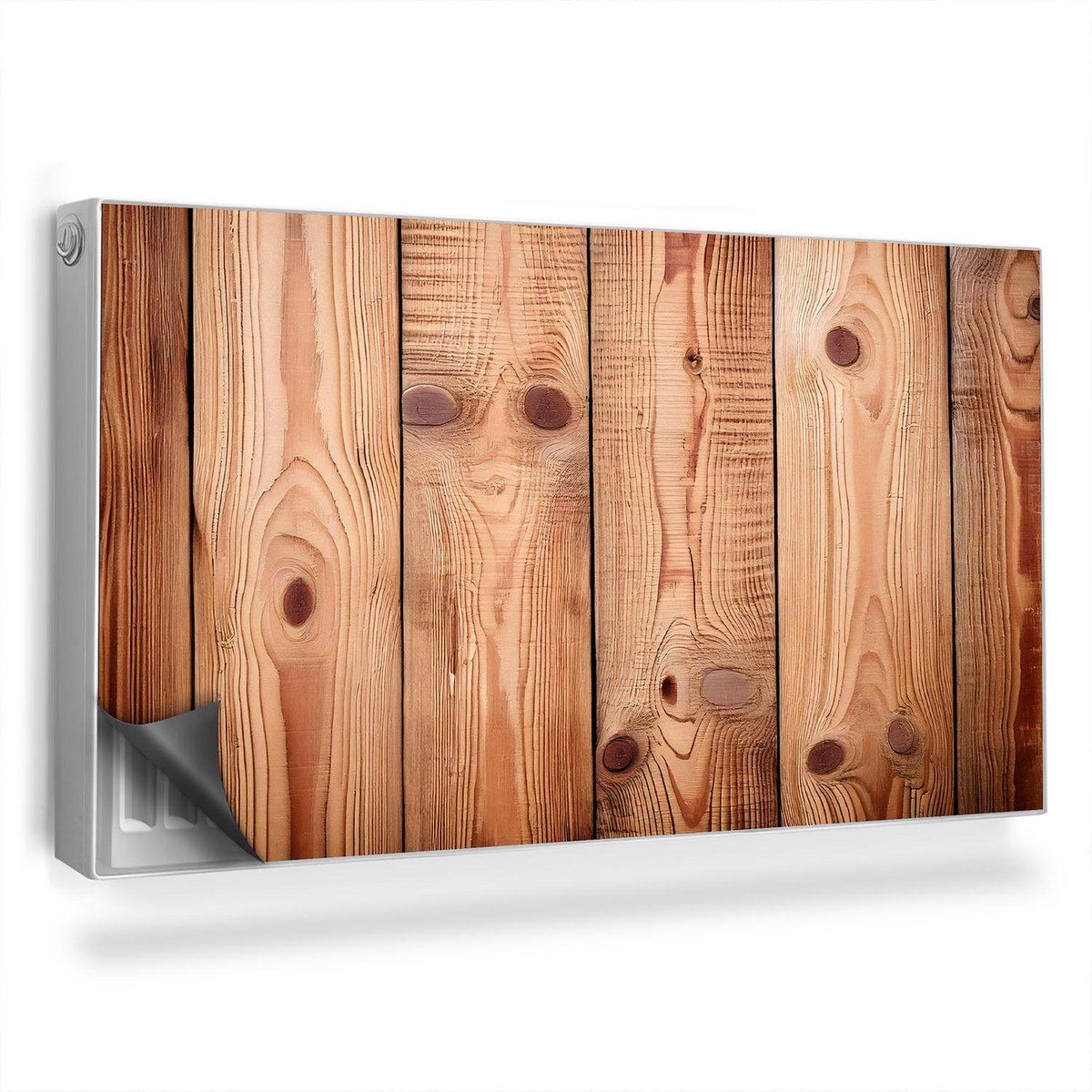 Wallfluent Magnetische Radiatorfolie - Magnetische Radiatorbekleding - 110x60 cm - Brede Natuurlijke Verticale Houten Planken - Radiatorfolie Tot 60°C - Bruin Borden Radiator Afdekmat