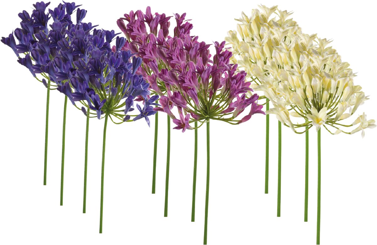 Emerald - Kunstbloem Agapanthus 75cm - Set van 12 - Kunstplant voor binnen