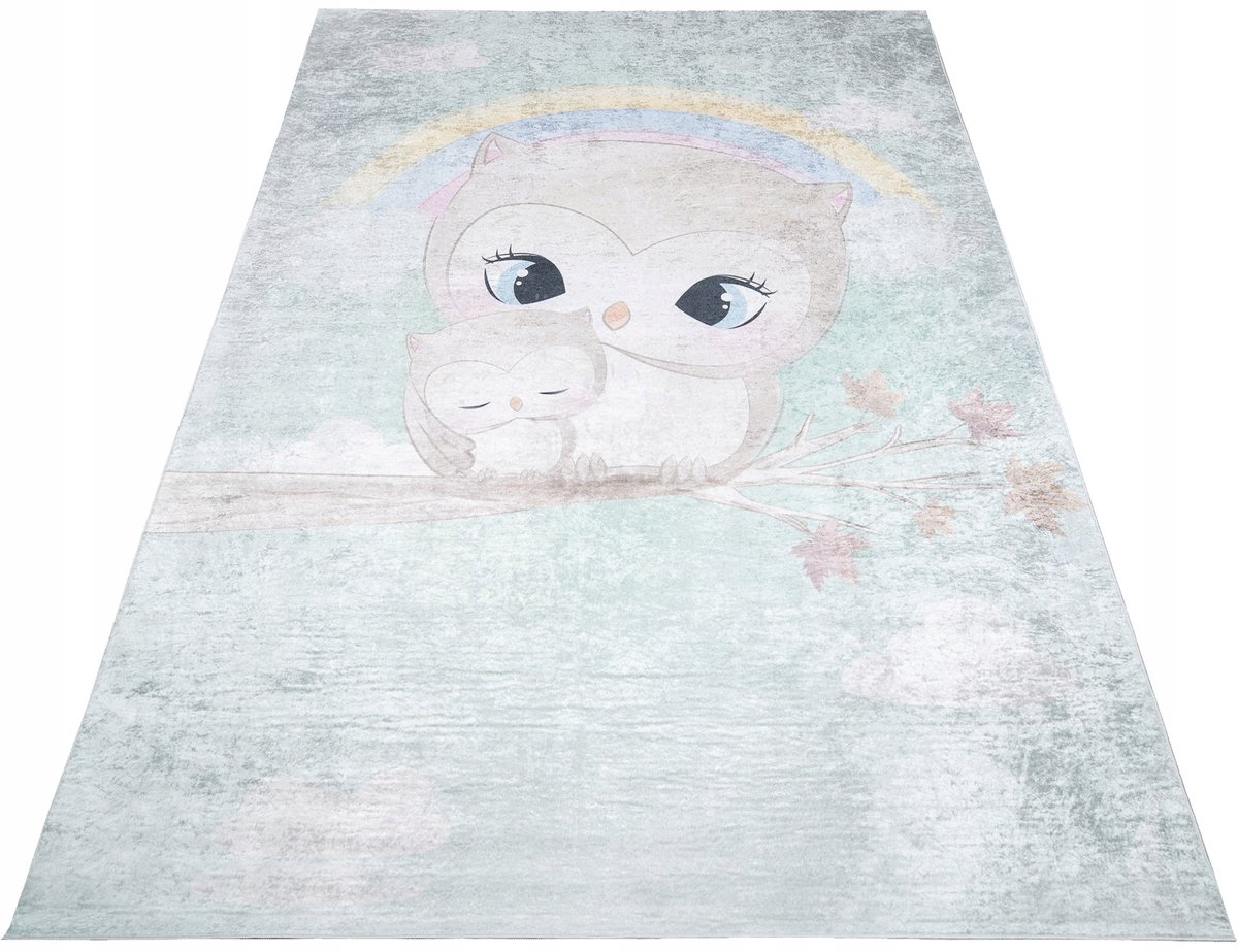 Kinderkamer vloerkleed 80x150 cm - Vrolijke Uiltjes