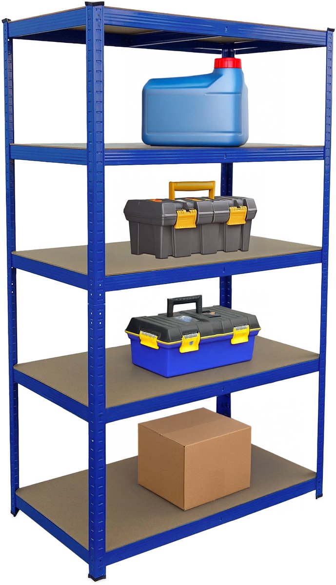 Stellingkast - 180x100x60 cm - tot 1250 kg - steeksysteem - blauw