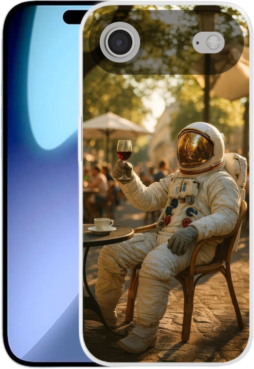 Telefoonhoesje Geschikt voor iPhone Air hoesje - Wijn - Rood - Terras - Koffie - Siliconen Telefoonhoesje Telefoonhoesje