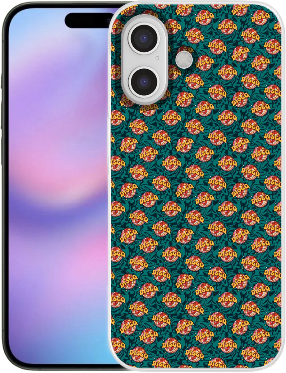 Telefoonhoesje Geschikt voor iPhone 17 hoesje - Groen - Disco - Patroon - Siliconen Telefoonhoesje Telefoonhoesje