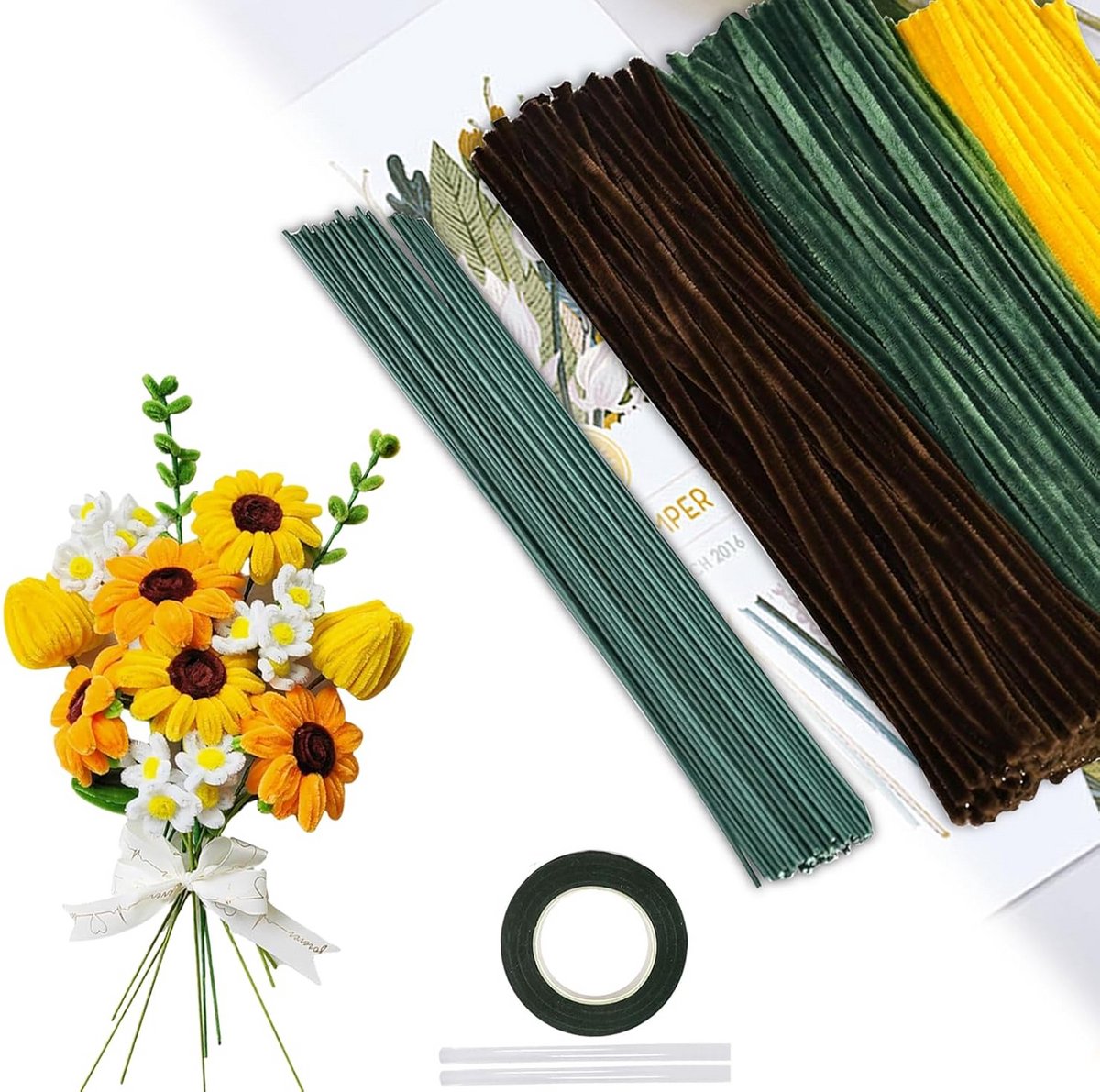Pipe Cleaners voor het maken van Zonnebloemen - 300 Stuks Bloemenset