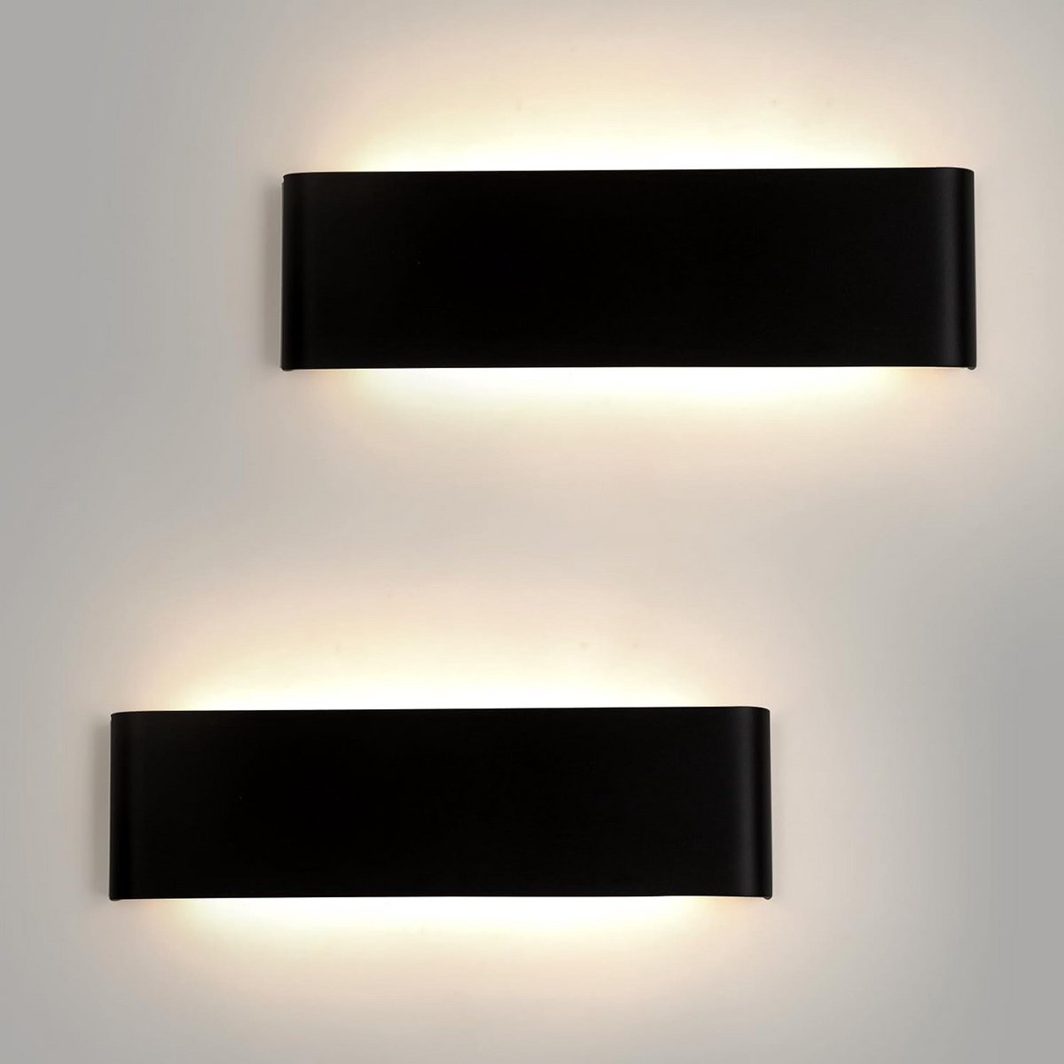 Set van 2 Zwarte Up and Down Wandlampen Binnen - Modern Aluminium - Warm tot Koel Wit Licht