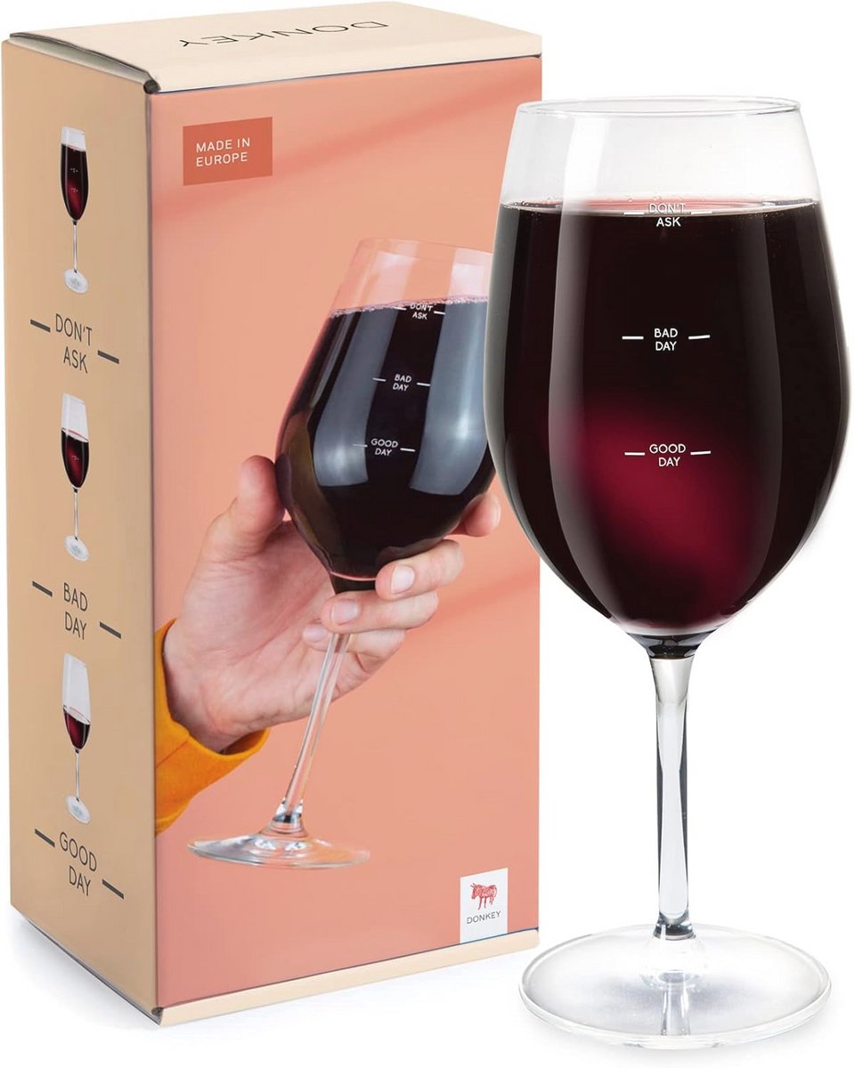 Grappig XL Wijnglas met Stemmingsbarometer - Glas van Moods - 560ml