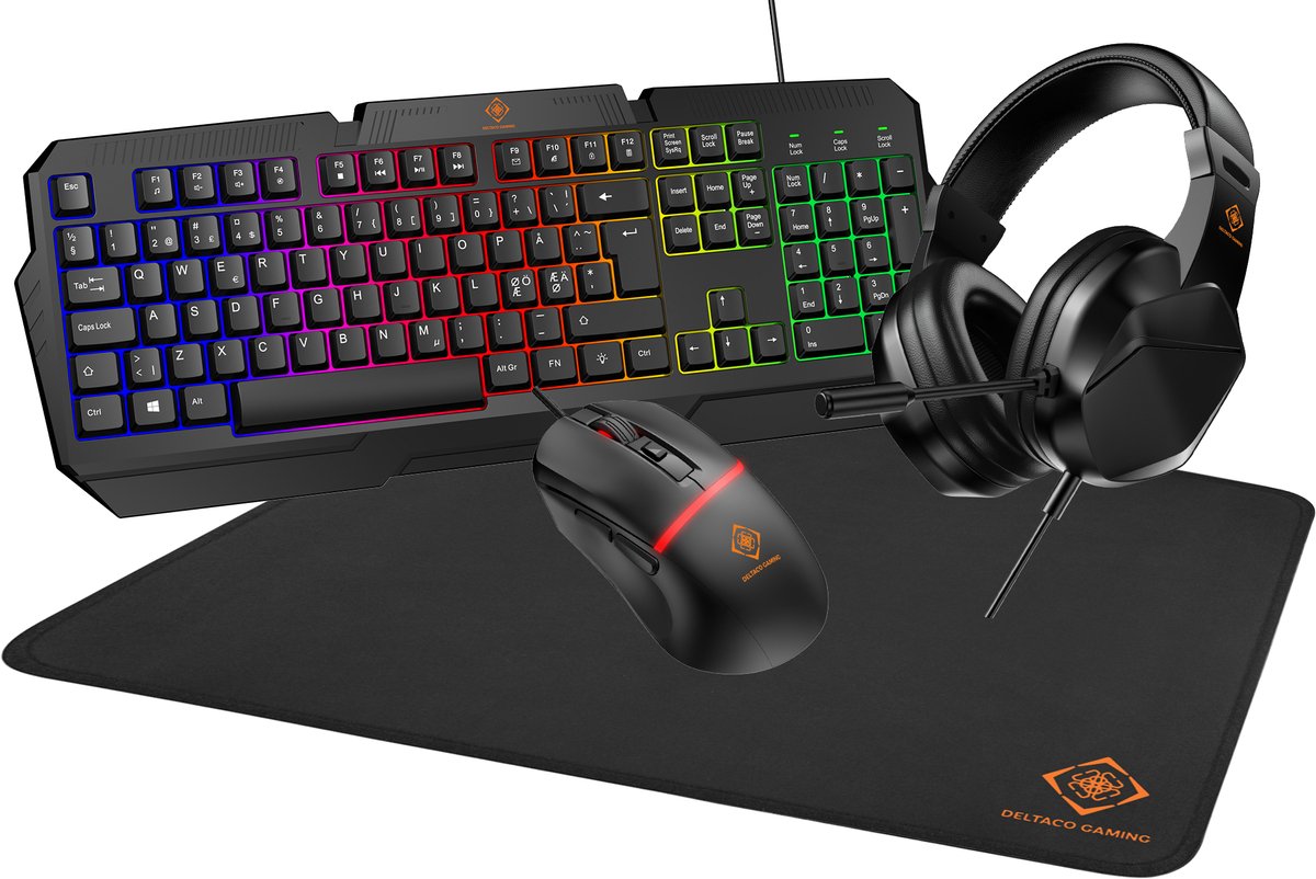 Deltaco Gaming Set-up Kit - Gaming Toetsenbord (Qwerty) + Gaming Headset + Gaming Muis + Muismat
