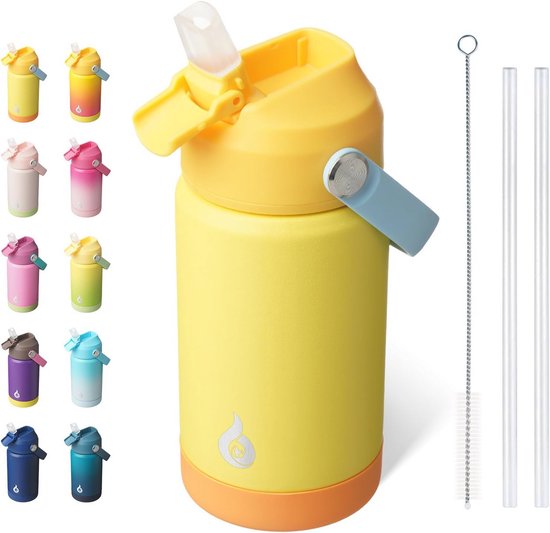Geïsoleerde Waterfles Met Rietdeksel - 12 Oz Thermosfles Met Zacht Mondstuk En Flexibele Handgreep