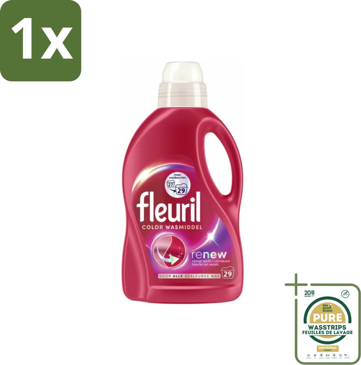 1 x Fleuril – Wasmiddel - Color – 29 wasbeurten – 1,305 L- Kleurbeschermend Wasmiddel - Gekleurde Kleding Was - Kleurbehoud - Vlekverwijdering - Wasmiddel Voor Gekleurde Stoffen