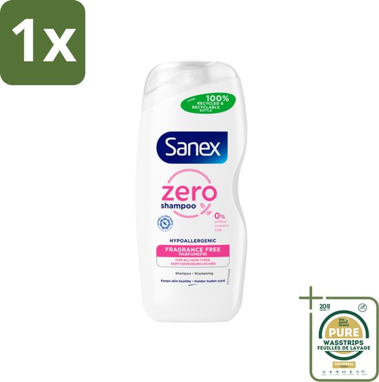 1 x Sanex - Shampoo - Zero% Normal Hair - Milde Reiniging - 250 ml- Sanex Zero% Shampoo - Milde Shampoo - Normaal Haar Shampoo - 100% Natuurlijke Ingrediënten - PH-neutraal Shampoo