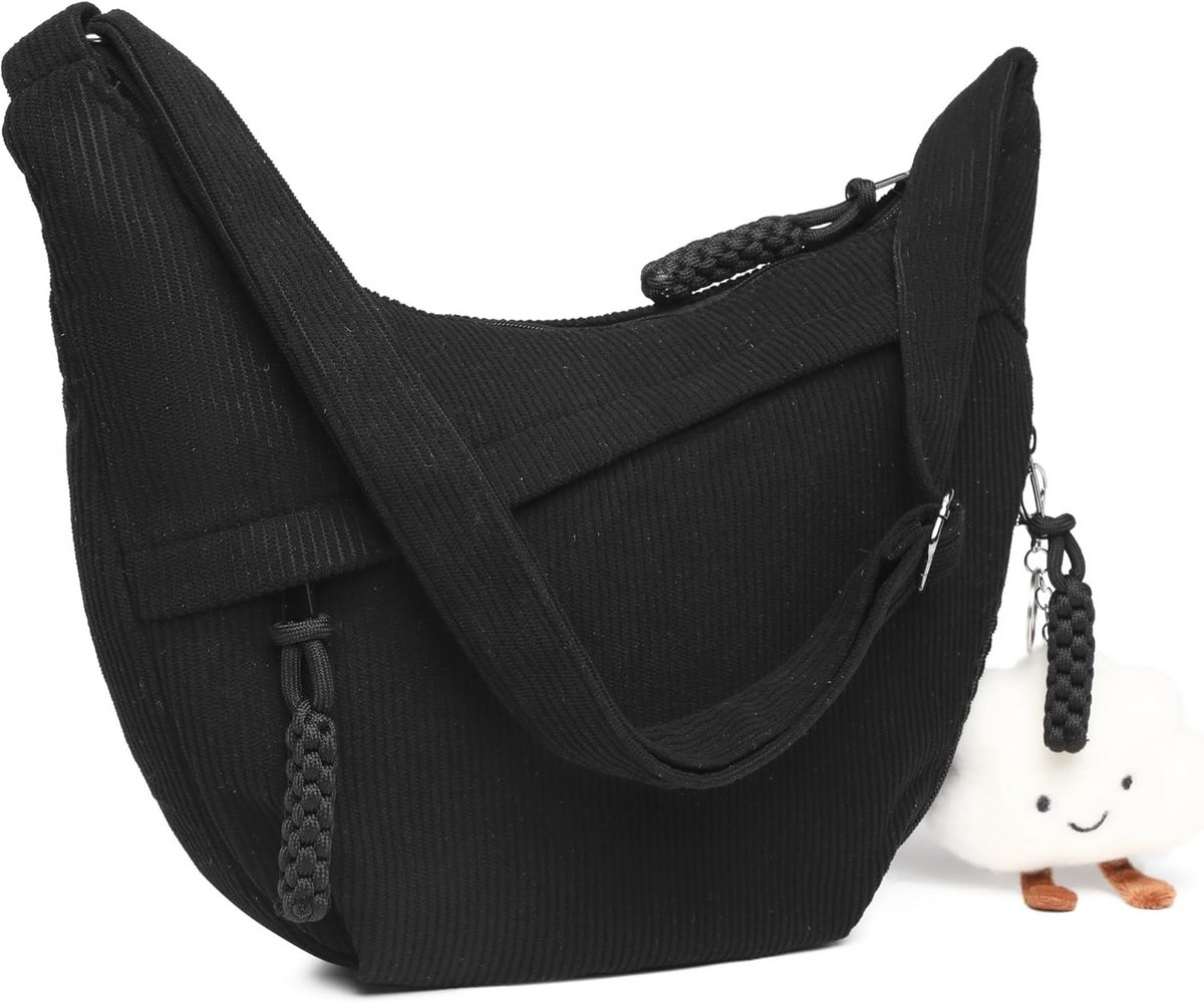Micmores Crossbody Bag Schoudertas voor dames, nylon schoudertas, Moon Bag stijlvolle halve maan tas met verstelbare schouderriem, hobo casual handtas voor werk, reizen, dagelijks gebruik