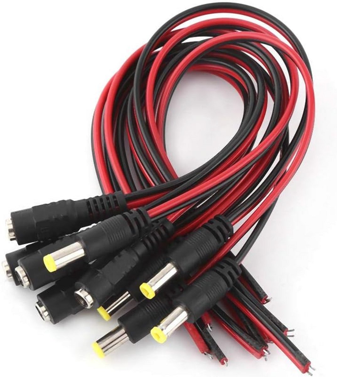 10 Stuks DC Pigtail Kabel, 12V Mannelijke en Vrouwelijke Stroomkabel voor CCTV Beveiligingscamera