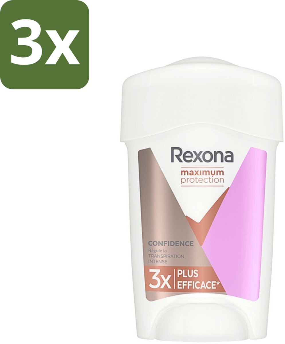 Rexona Women - Deodorant Stick - Maximum Protection Confidence - Anti-transpirant - 45 ml - Bulkverpakking - 3 stuks
