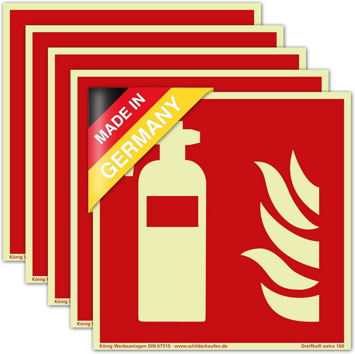 Extra lange brandblusser set met 5 zelfklevende borden - Veiligheidsinformatie en brandbeveiliging