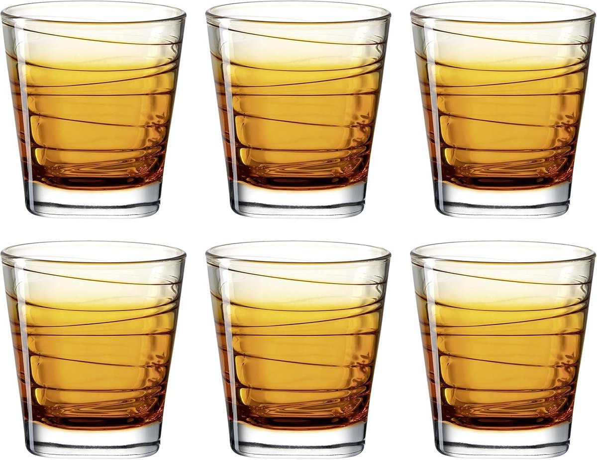 Set van 6 Drinkglazen 250 ml Oranje en Geel