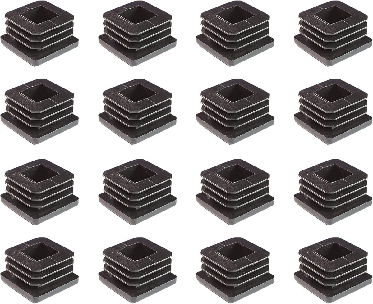 16x Vierkante Lamellenstop - Kunststof Eindstop voor Buis (20 x 20 mm)